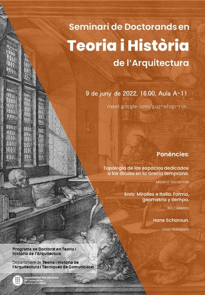 El proper 9 de juny es celebra el Seminari de doctorands i doctorandes en Teoria i Història de l'Arquitectura