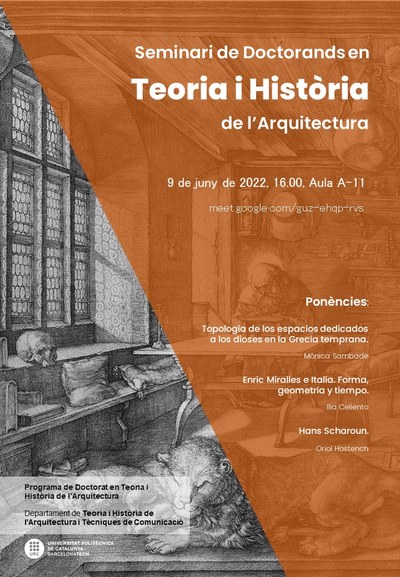 El proper 9 de juny es celebra el Seminari de doctorands i doctorandes en Teoria i Història de l'Arquitectura