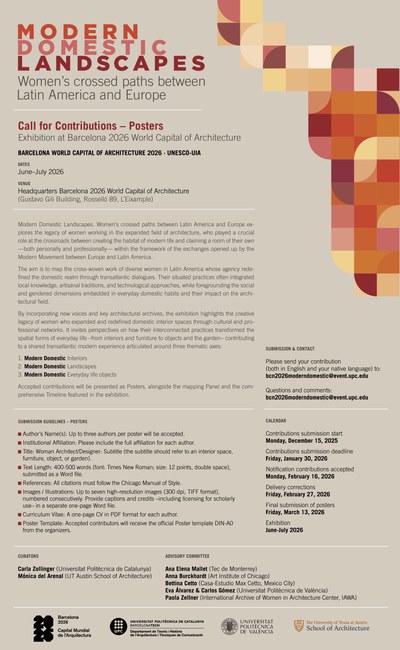 Exposició MODERN DOMESTIC LANDSCAPES Capitalitat BCN 2026: Open Call