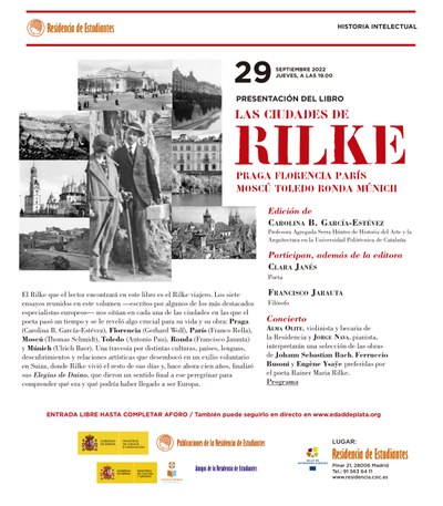 La professora Carolina B. García-Estévez edita el llibre “Las ciudades de Rilke : Praga Florencia París Moscú Toledo Ronda Múnich”