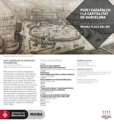 Tres professors del departament al Seminari "Puig i Cadafalch i la capitalitat de Barcelona" (MUHBA)